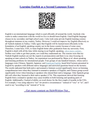 Essay Learning English