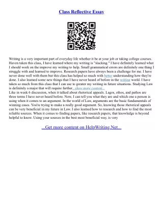 Reflective Essay On English Class