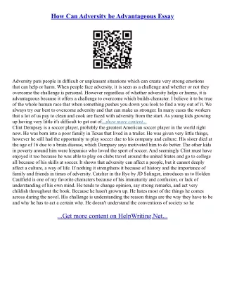 Adversity Essays