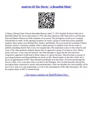 A Beautiful Mind Essay