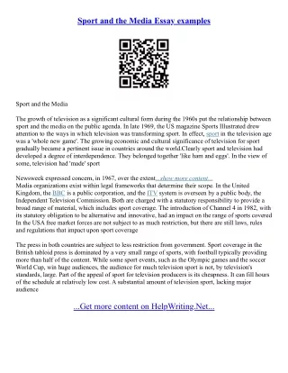 Sport Essay