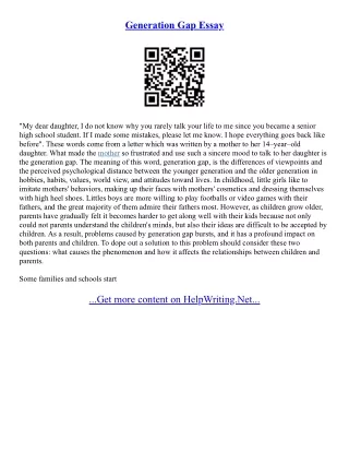 Essays On Generation Gap