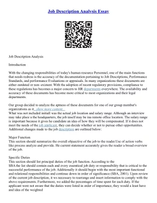 Job Essay Sample