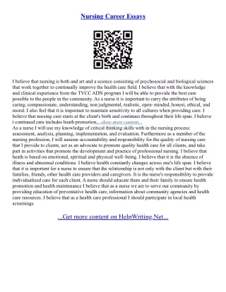Examples Of Nursing Essays