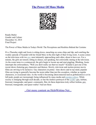 Mass Media Essays