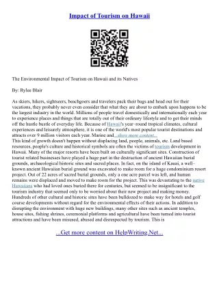 Essay About Hawaii