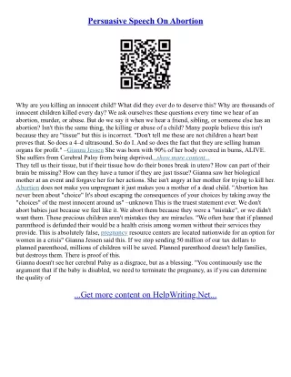 Persuasive Essay On Abortion