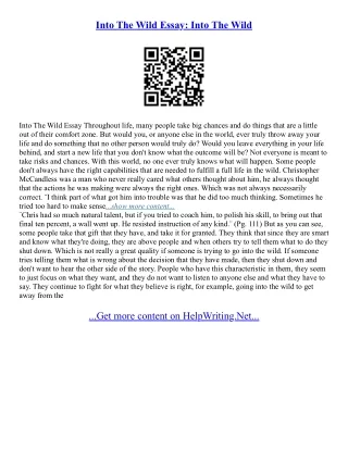 Into The Wild Essay Thesis