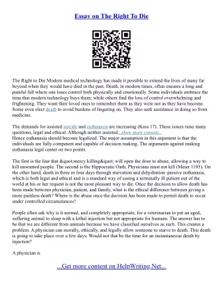 The Right To Die Essay