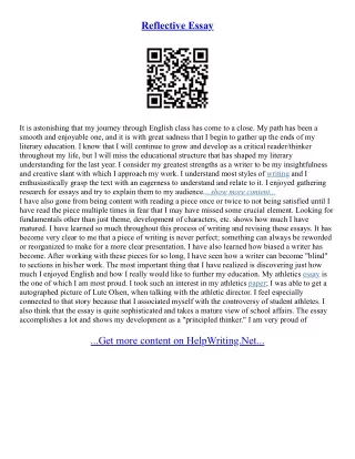 What Is A Reflective Essay