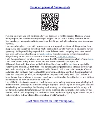 Finance Essay