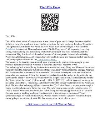 1920S Essay
