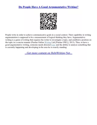 Good Argument Essay