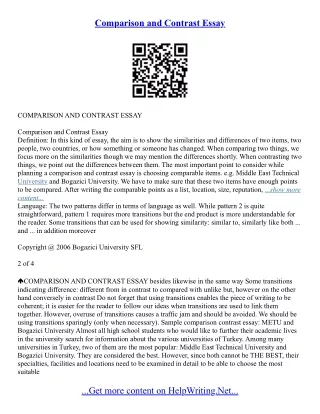 Compare And Contrast Essays Topics