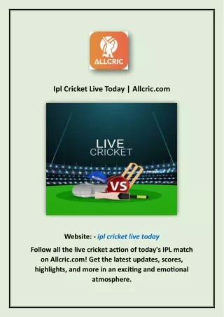 Ipl Cricket Live Today | Allcric.com