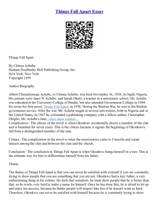 Things Fall Apart Essays