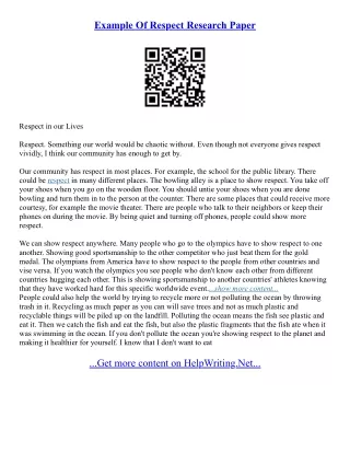 Respect Essay Topics