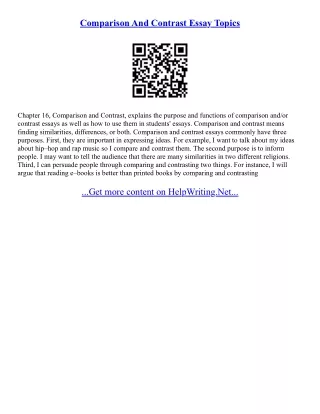 Good Compare Contrast Essay Topics