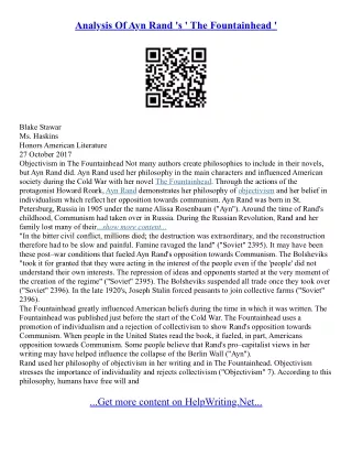 Fountainhead Essay