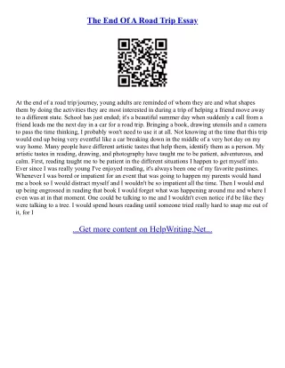 An Adventurous Trip Essay