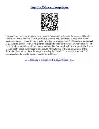 Cultural Competence Essay