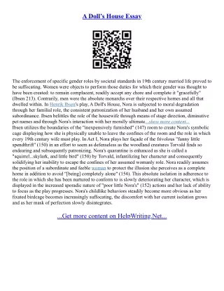 A Doll House Essay