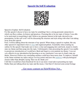 Speech Essay Examples