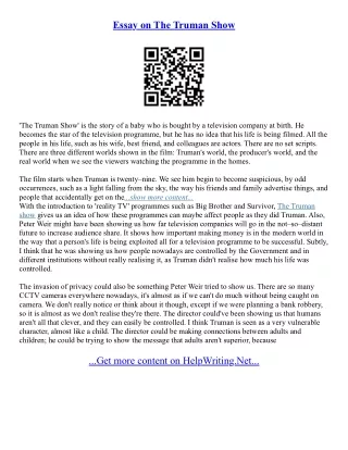 Truman Show Essays