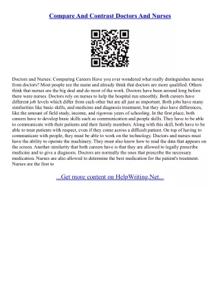 Compare And Contrast Essay Conclusion