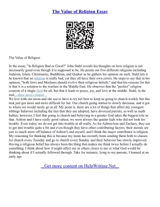 Essay On Importance Of Religion