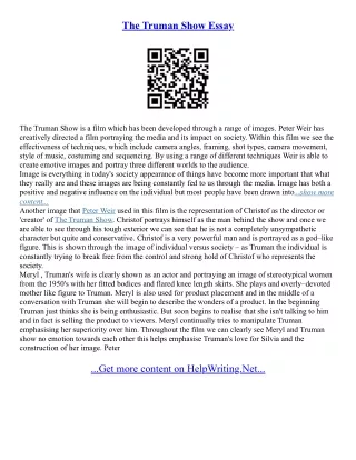 Truman Show Essay