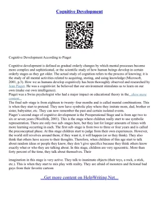 Cognitive Development Essay