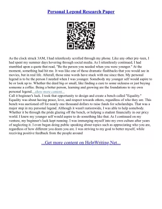 Personal Legend Essay