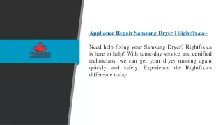 Appliance Repair Samsung Dryer  Rightfix.ca