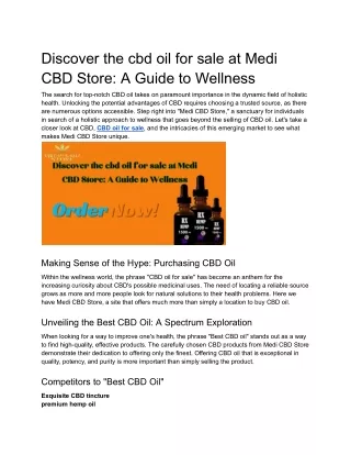 Navigating Wellness_ Unveiling the Best CBD Oil for Sale at Medi CBD Store