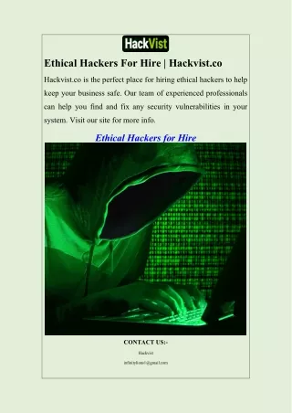 Ethical Hackers For Hire  Hackvist.co