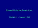 Shared Christian Praxis Unit