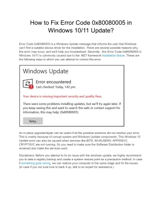 How to Fix Error Code 0x80080005 in Windows 10_11 Update_