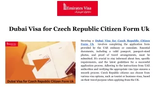 Dubai Visa for Czech Republic Citizen Form Uk