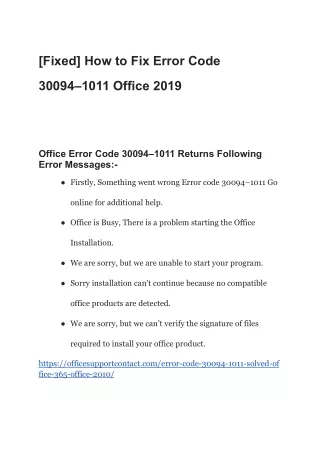 How to Fix Error Code 30094–1011 Office 2019