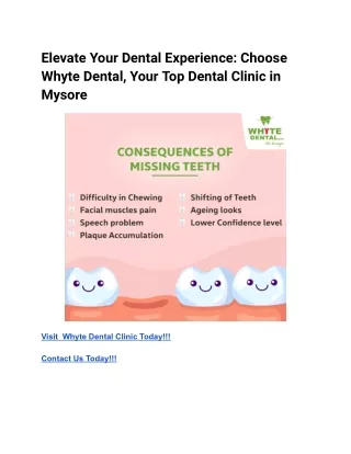 Elevate Your Dental Experience_ Choose Whyte Dental, Your Top Dental Clinic in Mysore