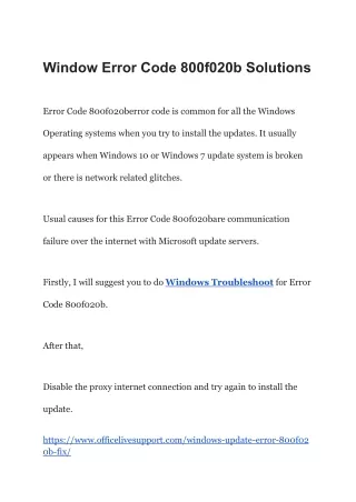 Window Error Code 800f020b Solutions