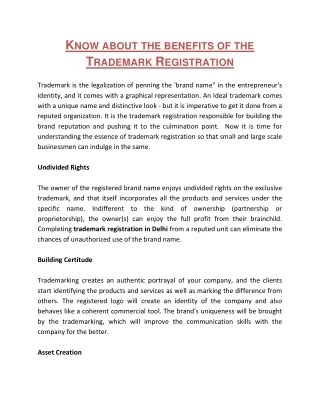 Benefits of the Trademark Registration