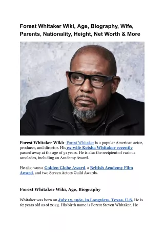 Forest Whitaker Wiki, Age, Biography, Wife, Parents, Nationality, Height, Net Worth & More (1)