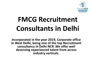 FMCG Recruitment Consultants in Delhi