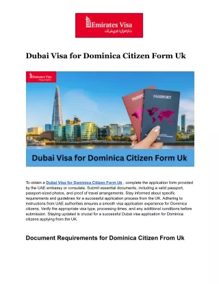 Dubai Visa for Dominica Citizen Form Uk