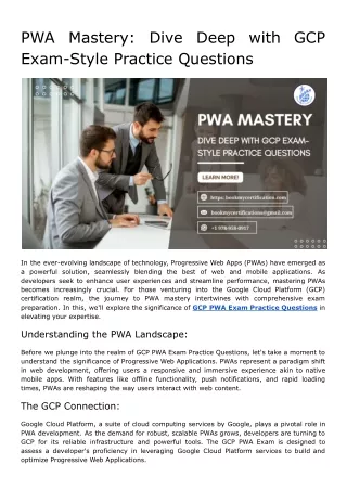 PWA Mastery_ Dive Deep with GCP Exam-Style Practice Questions