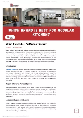 Which Brand Is Best For Modular Kitchen?