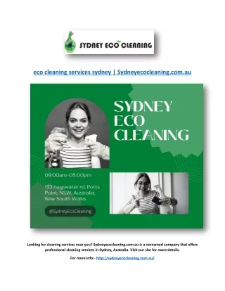 eco cleaning services sydney | Sydneyecocleaning.com.au
