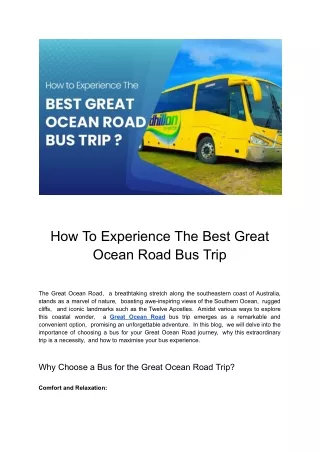 Unleashing Superiority: Your Guide to the Best Great Ocean Road Bus Journey